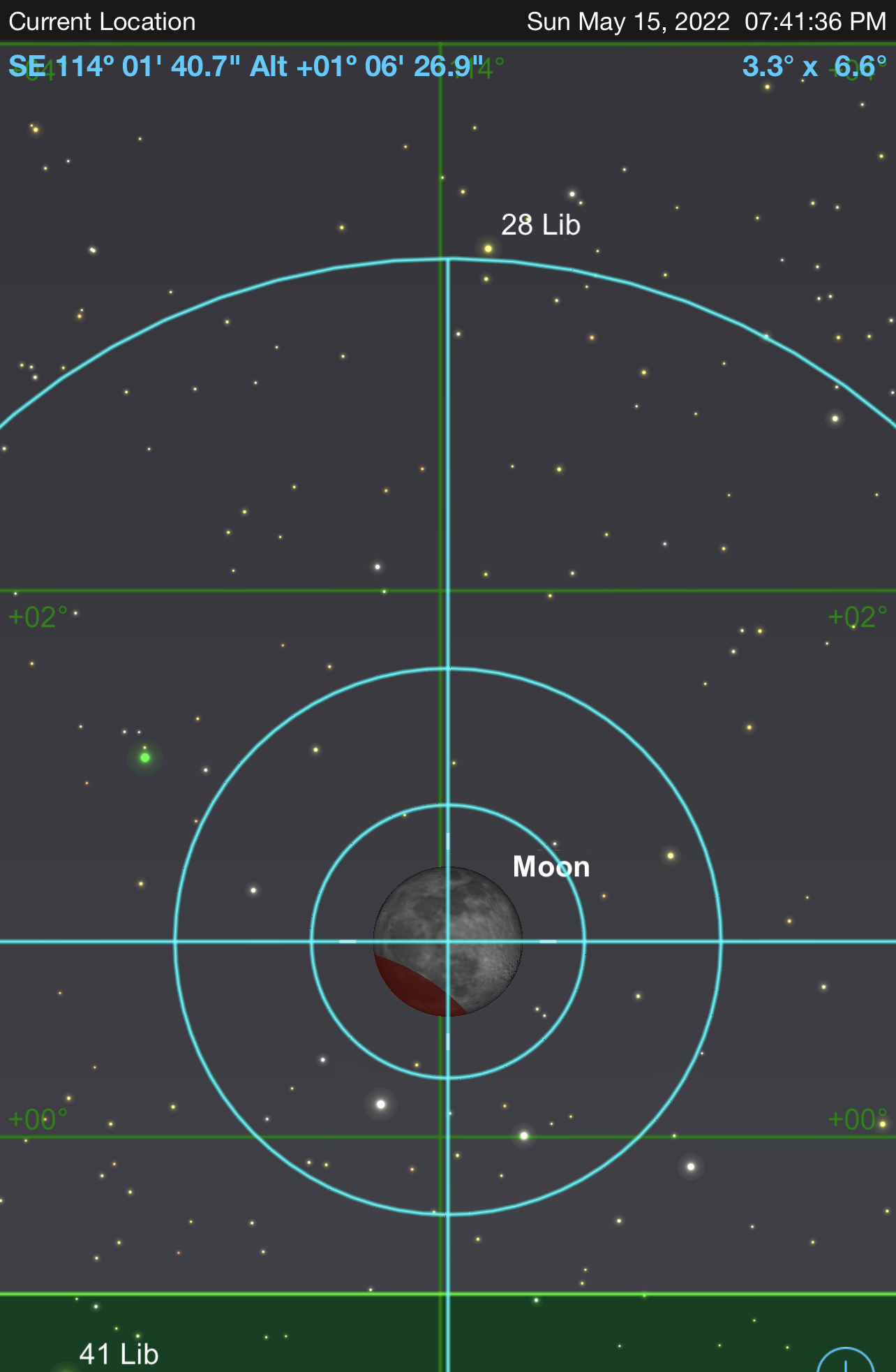 Eclipsed Moon Rising in the SE